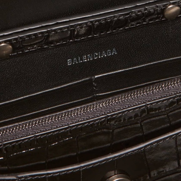 Balenciaga Hourglass Croc-Embossed Chain Wallet - Picture 3 of 5